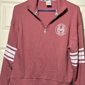 PINK Victoria's Secret Mauve Half-Zip Pullover with White Logo